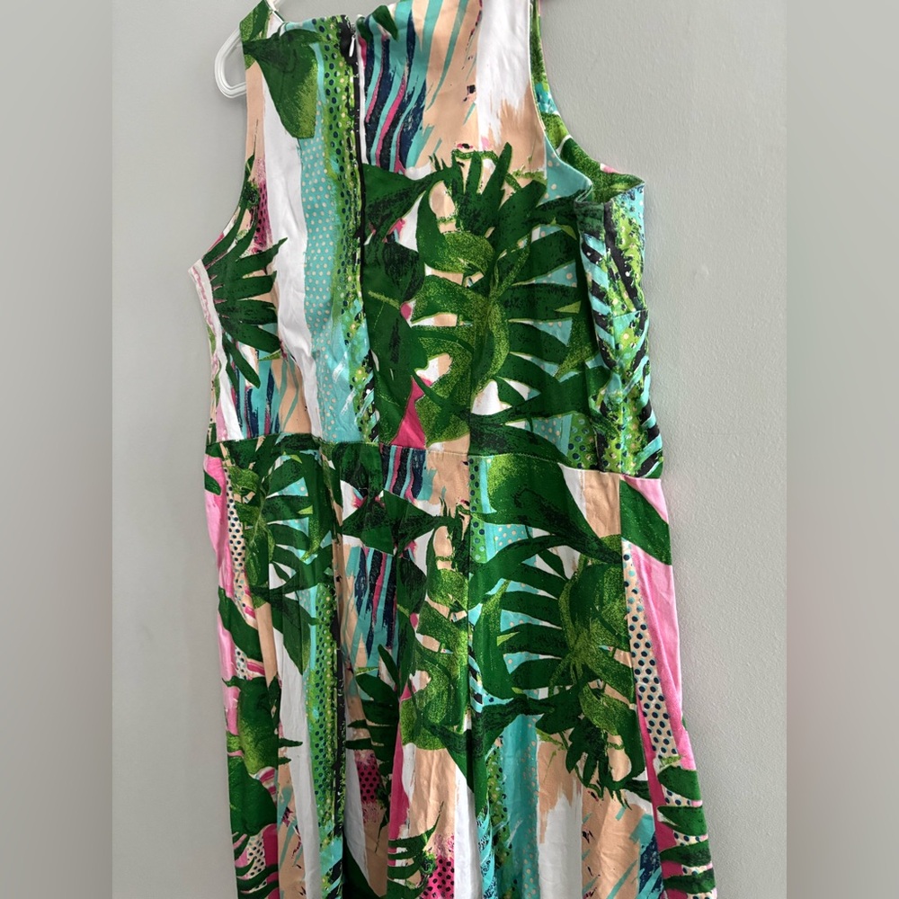 Coquette et Coquine Summer Floral Cotton Dress Forest Tropical Flared Sexy 1X - Picture 3 of 15